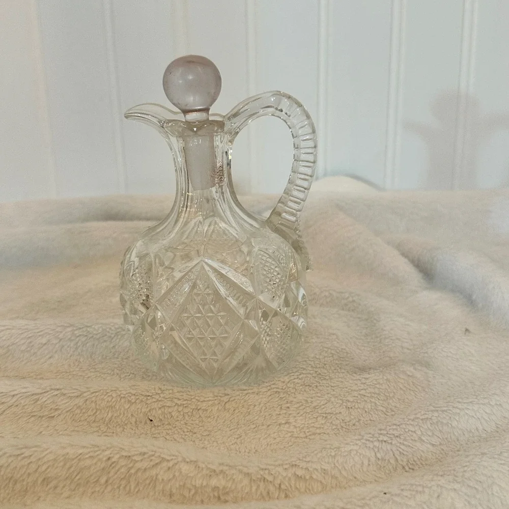 Unbranded Glass Cruet Decanted Small Clear Excellent Vintage Pressed  Victorian